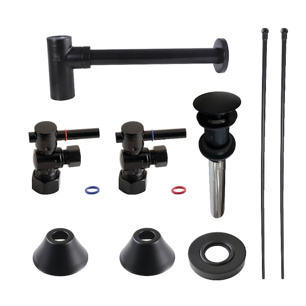 Plumbing Sink Trim Kit with Bottle Trap and Overflow Drain, Matte Black
